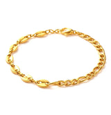 Bracelet Doré Gourmette & Grain de Café – Acier Inoxydable