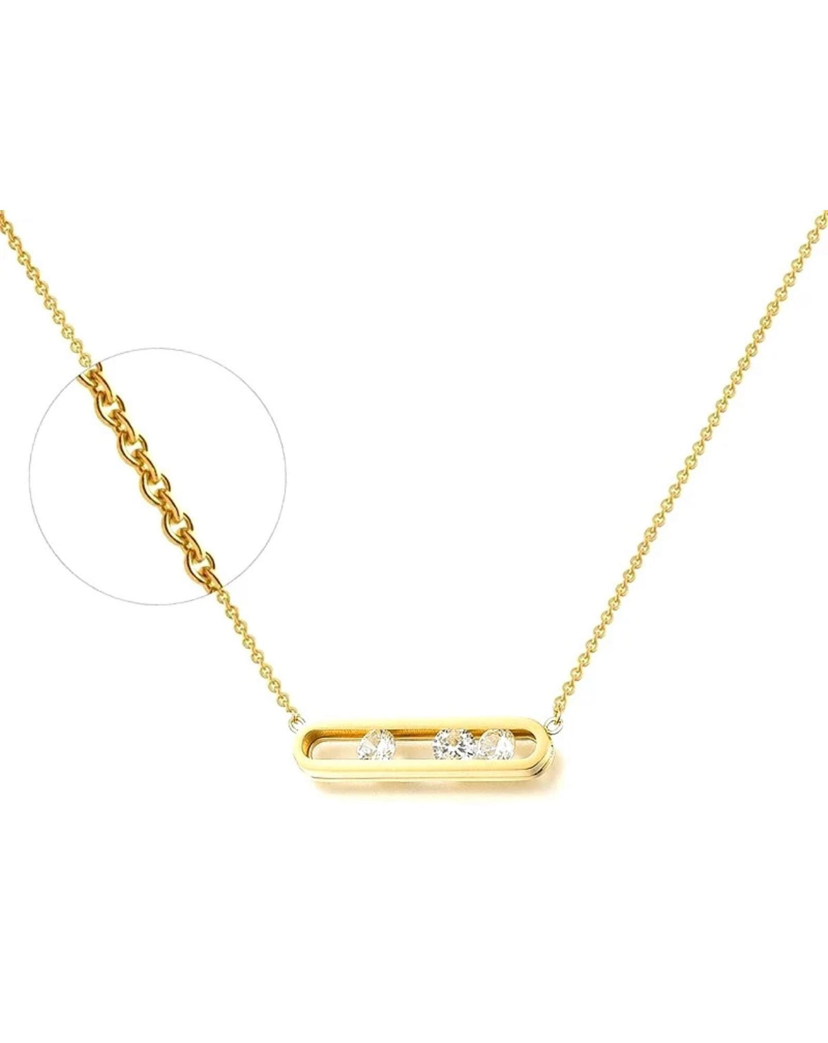 Collier Doré 3 Zirconiums – Acier Inoxydable