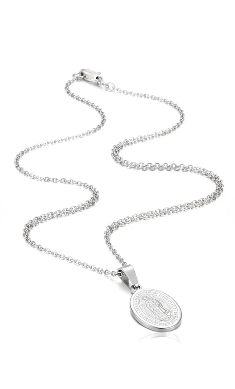 Collier Médaille Miraculeuse Argentée – Acier Inoxydable