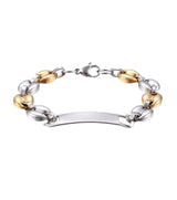 Bracelet Gourmette Homme Personnalisable Bicolore – Acier Inoxydable