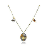 Collier Œil de Tigre & Étoile Doré – Acier Inoxydable