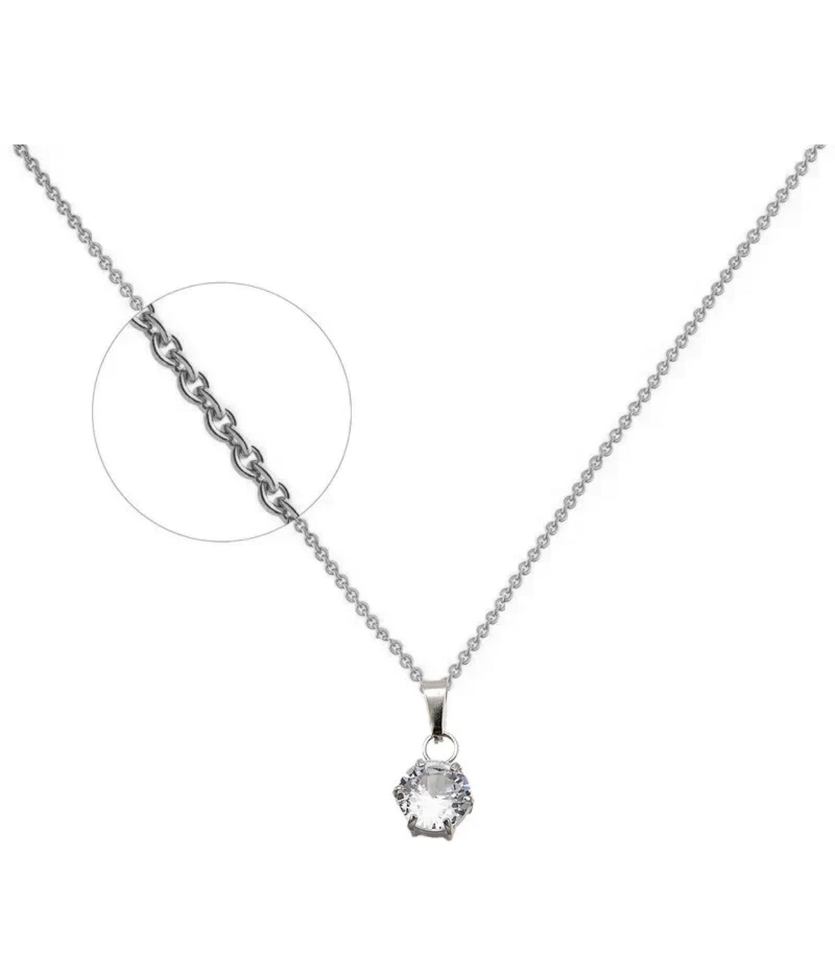 Collier Argenté Zirconium Solitaire – Acier Inoxydable