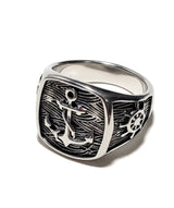 Chevalière Homme Ancre Marine Argentée – Acier Inoxydable