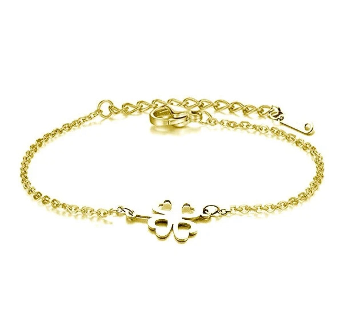 🍀 Bracelet Trèfle Doré – Acier Inoxydable 316