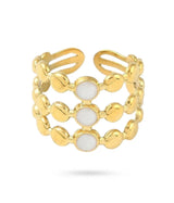 Bague 3 Rangs Dorée Pierre de Lune – Acier Inoxydable