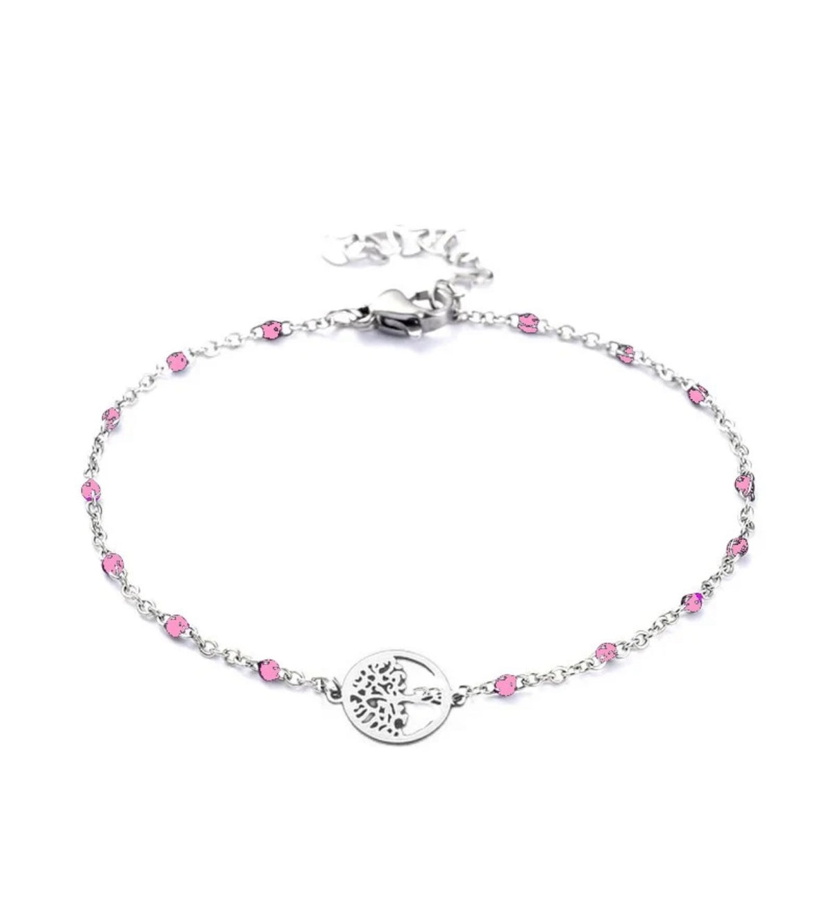 Bracelet Arbre de Vie Rose – Acier Inoxydable