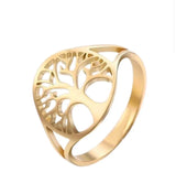 Bague Arbre de Vie Dorée – Acier Inoxydable