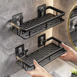 Étagère de salle de bain en aluminium, sans perçage