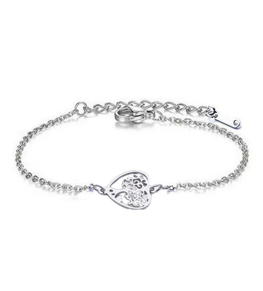 Bracelet Cœur Arbre de Vie Argenté – Acier Inoxydable