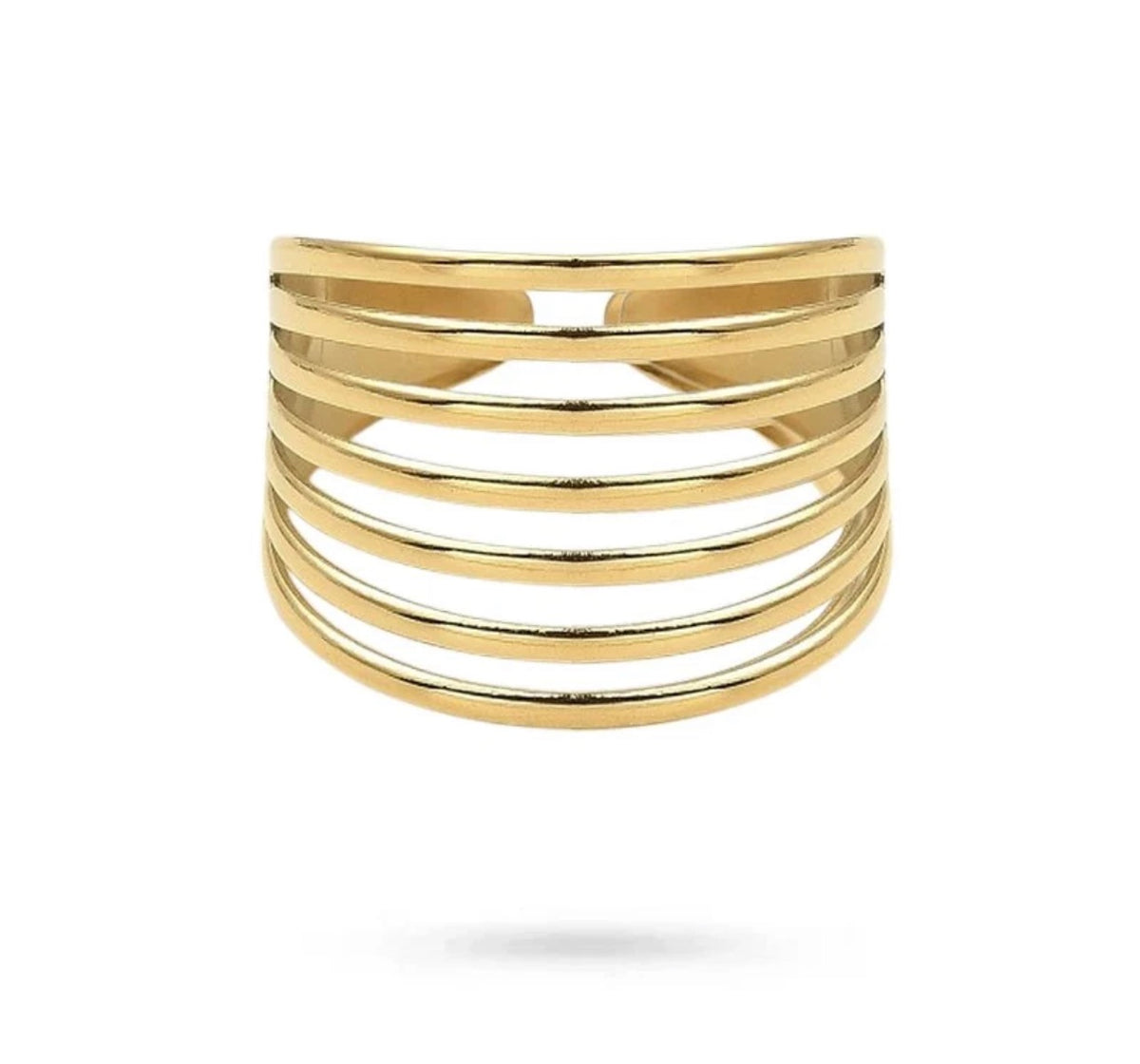 Bague 7 Rangs Dorée – Acier Inoxydable