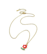 Collier Fleur Rouge Doré – Acier Inoxydable