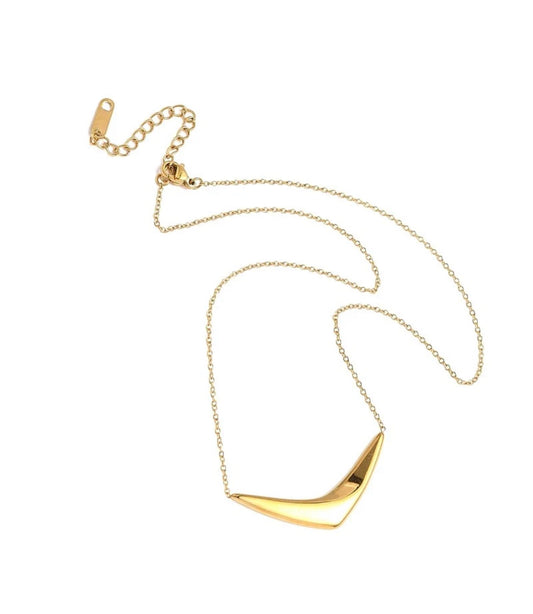 Collier Doré Pendentif V – Acier Inoxydable