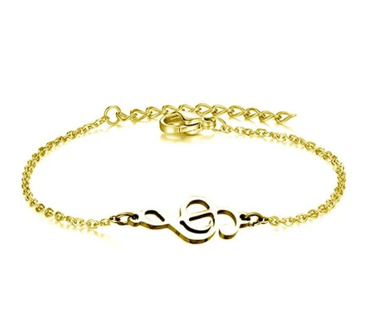 🎵 Bracelet Clé de Sol Doré – Acier Inoxydable