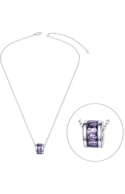 Collier Emy – Argent 925 & Pendentif Mauve