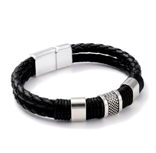 Bracelet Noir Tressé – Acier Inoxydable