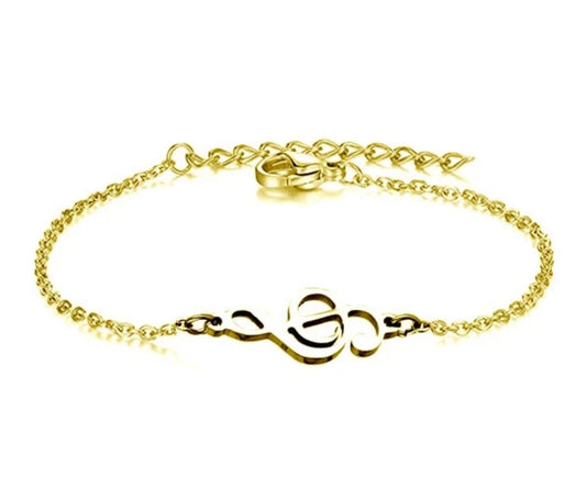 Bracelet Clé de Sol Doré – Acier Inoxydable