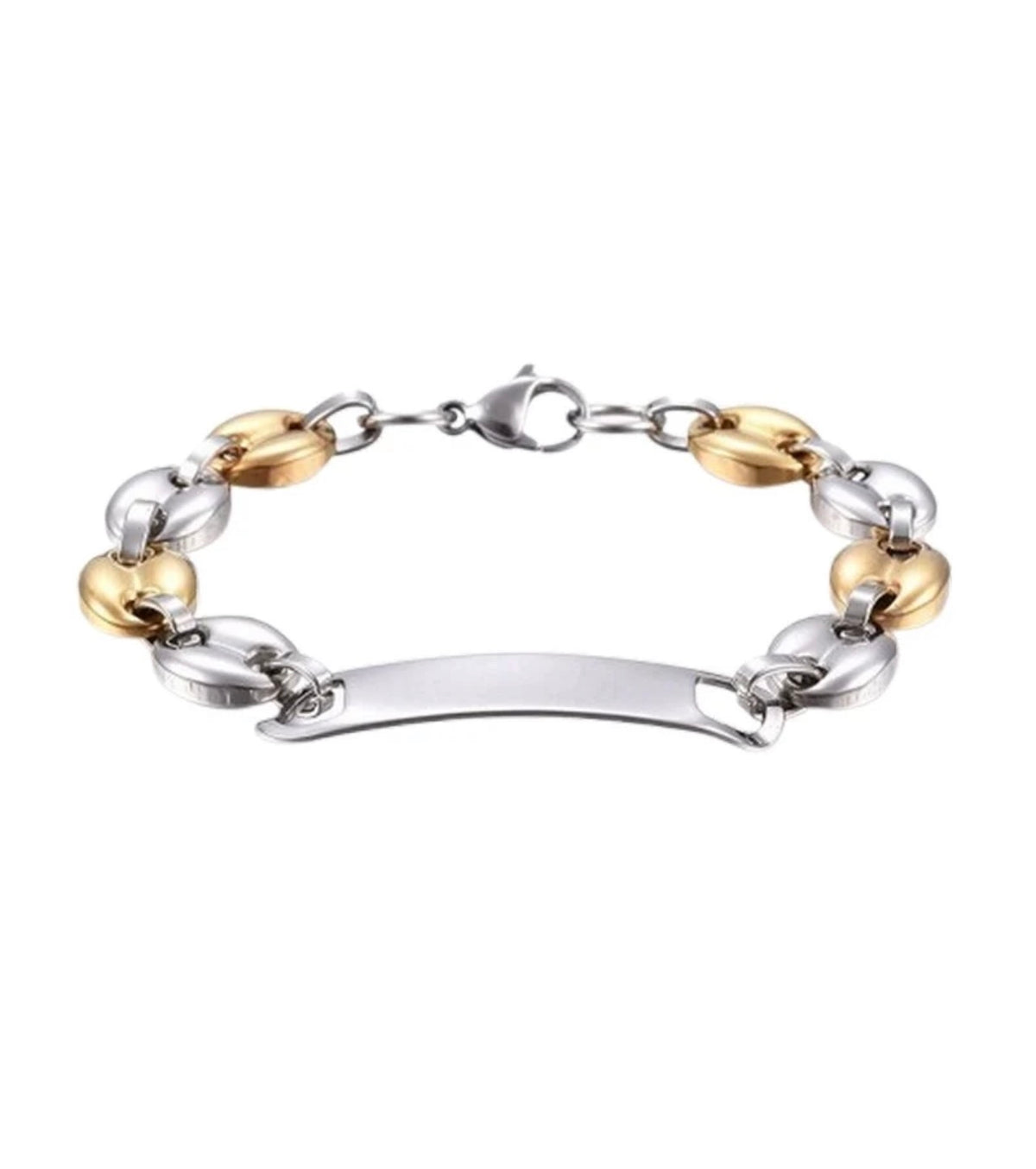 Bracelet Gourmette Homme Personnalisable Bicolore – Acier Inoxydable