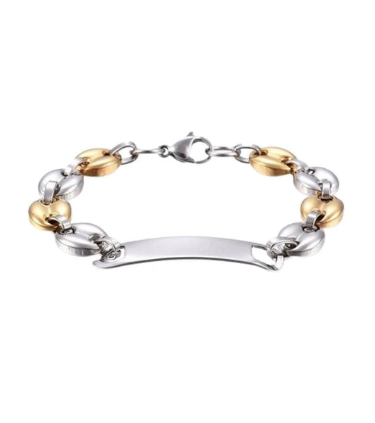 Bracelet Gourmette Homme Personnalisable Bicolore – Acier Inoxydable