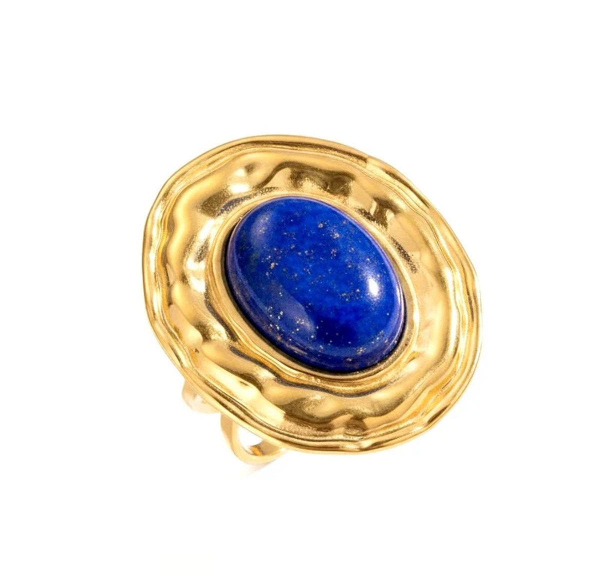 Bague Lapis-Lazuli Dorée – Acier Inoxydable