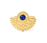 Bague Soleil Lapis-Lazuli Dorée – Acier Inoxydable