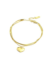 Bracelet Double Chaîne Doré Cœur Love You – Acier Inoxydable
