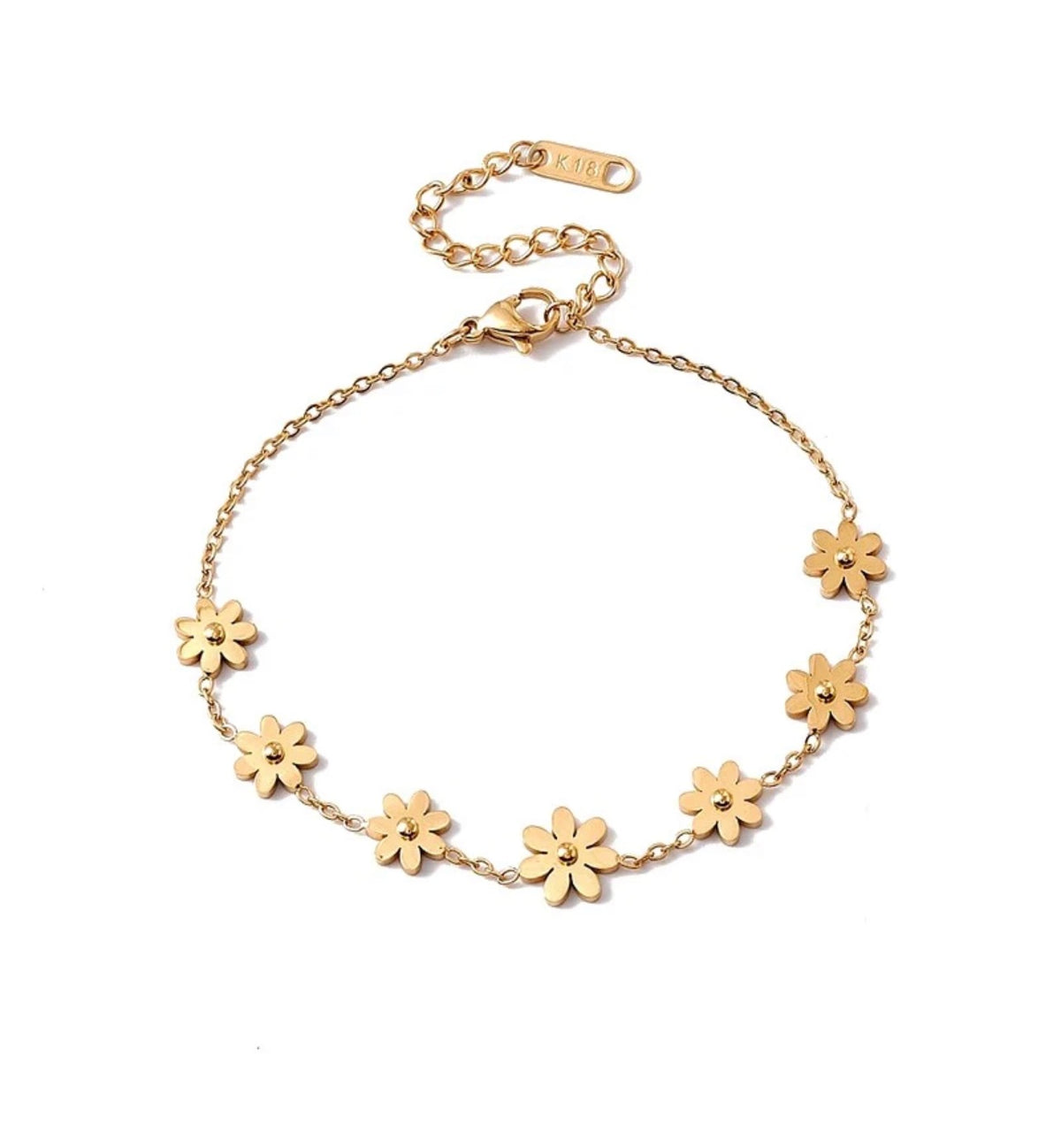 Bracelet 7 Fleurs en Acier Inoxydable Doré à l’Or Fin