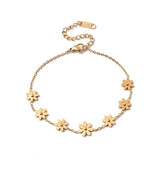 Bracelet 7 Fleurs en Acier Inoxydable Doré à l’Or Fin