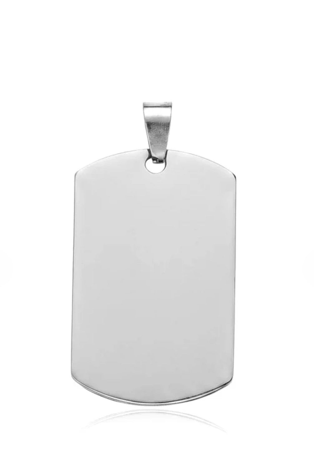 Pendentif Plaque Personnalisable Argenté – Acier Inoxydable