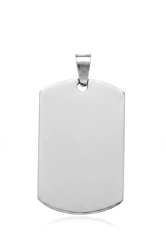 Pendentif Plaque Personnalisable Argenté – Acier Inoxydable