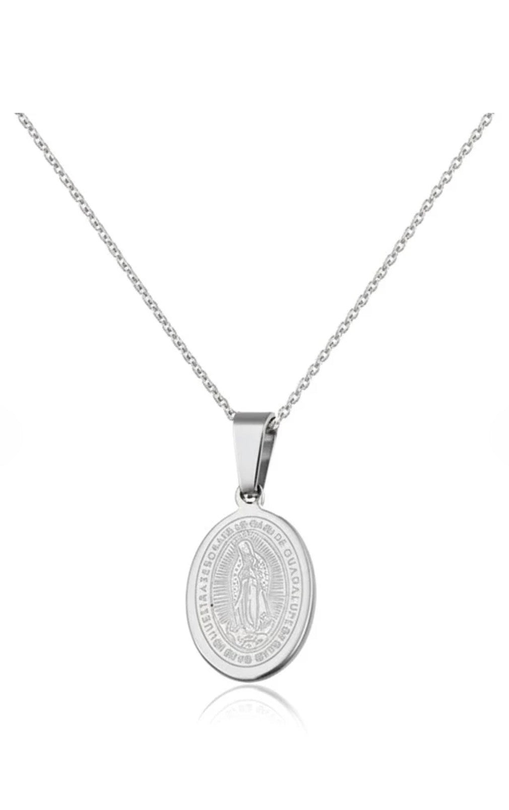 Collier Médaille Miraculeuse Argentée – Acier Inoxydable