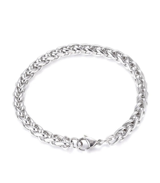 Bracelet Maille Entrelacée Argentée – Acier Inoxydable