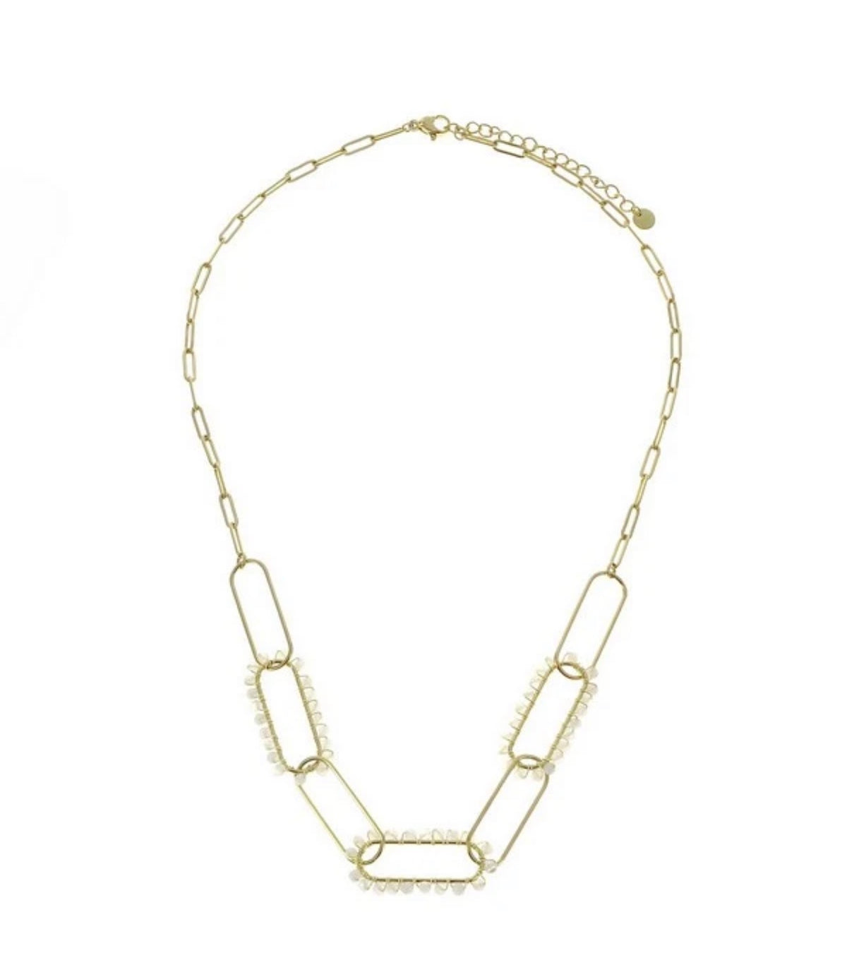 Collier Doré Pierre de Lune – Acier Inoxydable