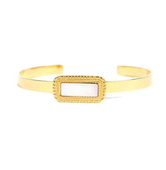 Bracelet Jonc Sophia Doré Nacre – Acier Inoxydable