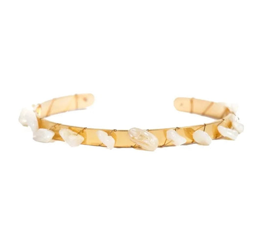 Bracelet Jonc Maude Doré Nacre – Acier Inoxydable