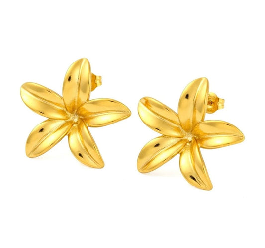 Boucles d’Oreilles Fleur Dorées – Acier Inoxydable