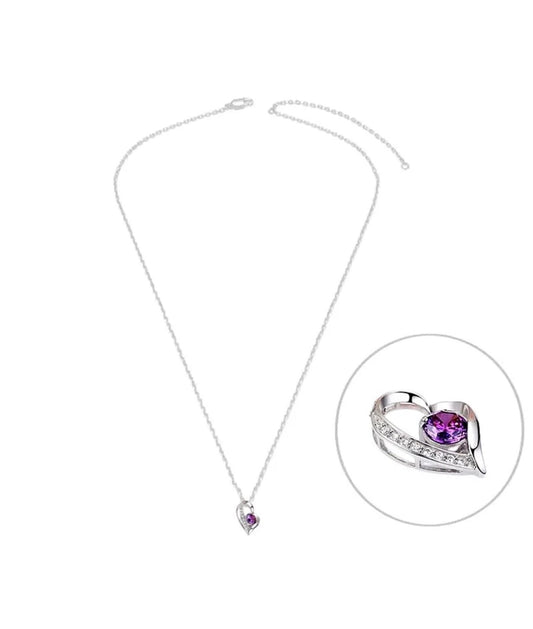 Collier Cœur Mauve – Argent 925