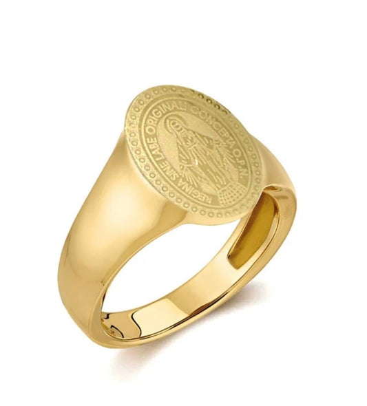 Bague Chevalière Homme Dorée Christ – Acier Inoxydable 316