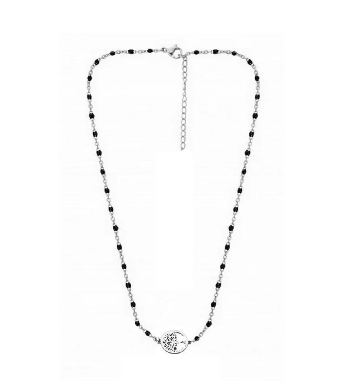 Collier Arbre de Vie Noir & Argenté – Acier Inoxydable