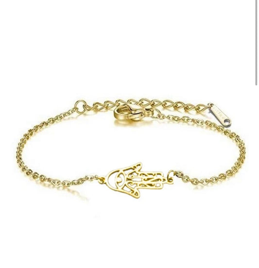🪬 Bracelet Main de Fatma Doré – Acier Inoxydable 316