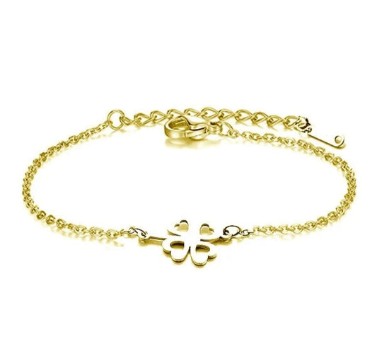 🍀 Bracelet Trèfle Doré – Acier Inoxydable 316