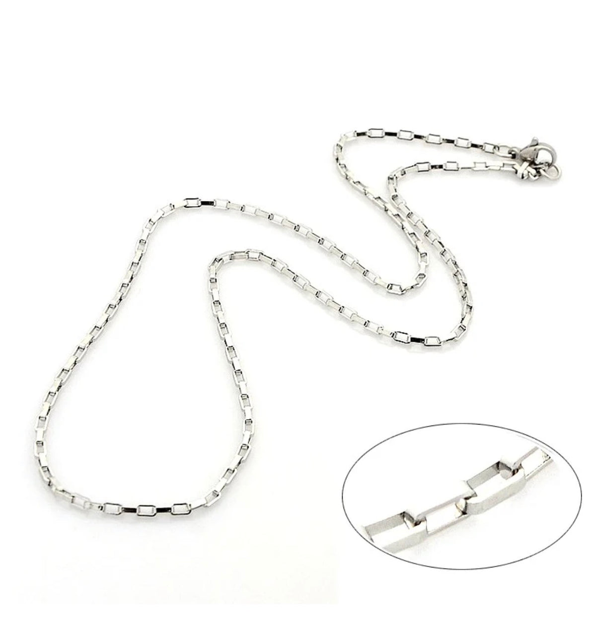 Chaîne Argentée Maille Carrée – Acier Inoxydable 316L