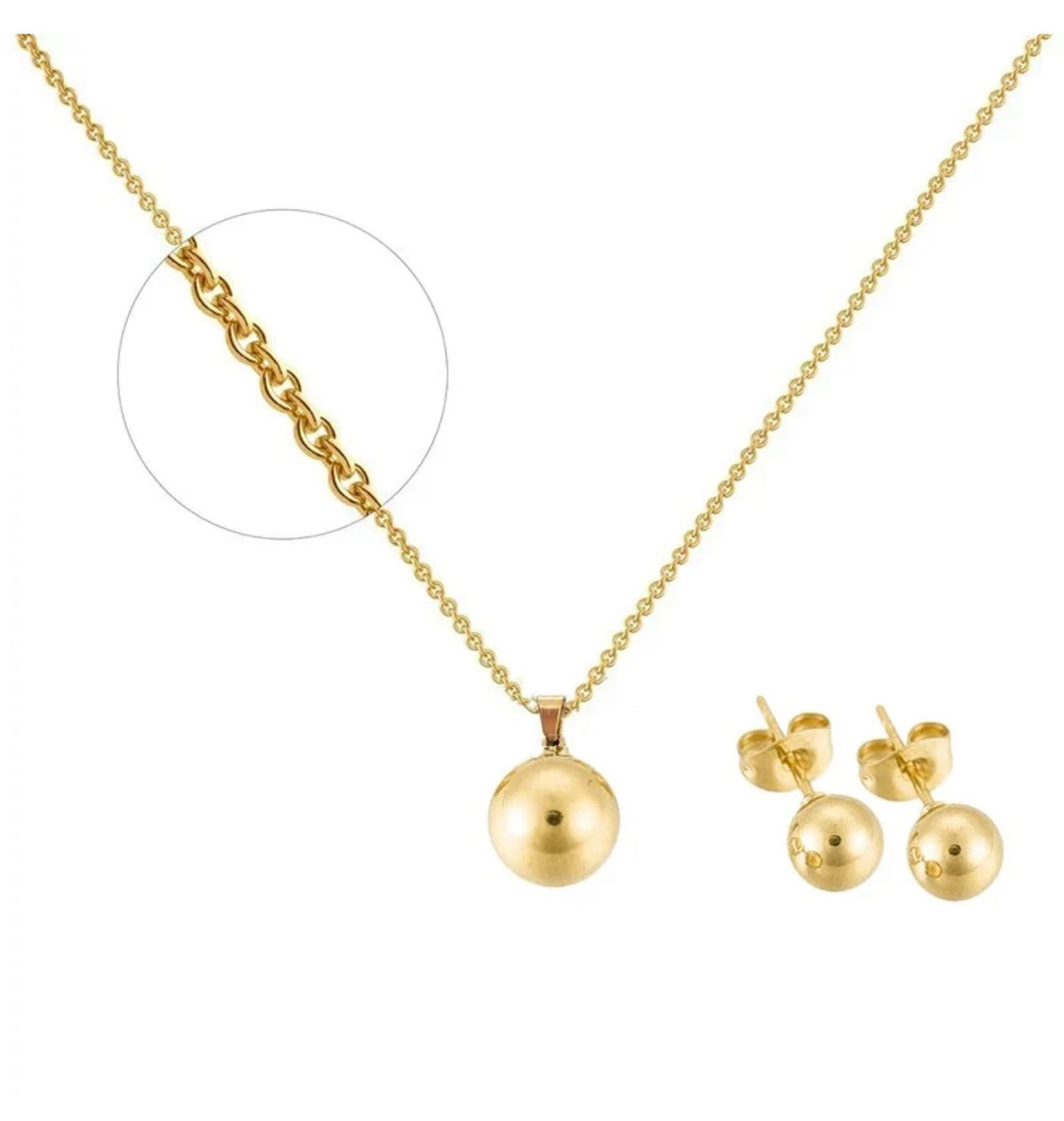 Parure Collier & Boucles Dorées – Acier Inoxydable