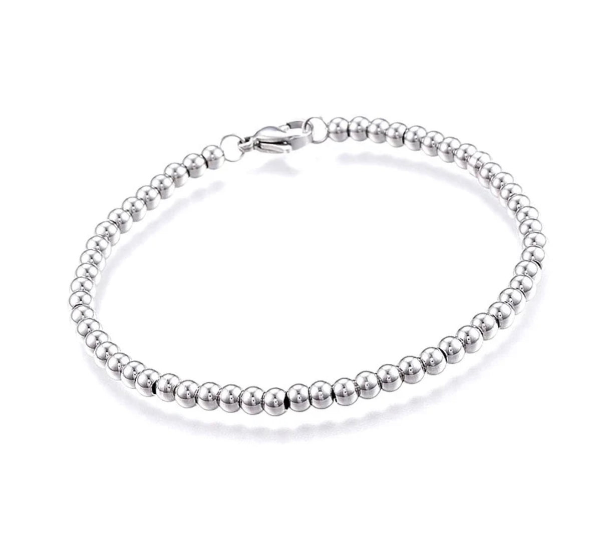 ✨ Bracelet à Billes Argenté – Acier Inoxydable
