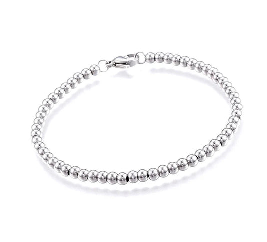 ✨ Bracelet à Billes Argenté – Acier Inoxydable