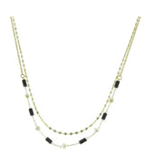 Collier Double Rang Agate & Nacre – Acier Inoxydable