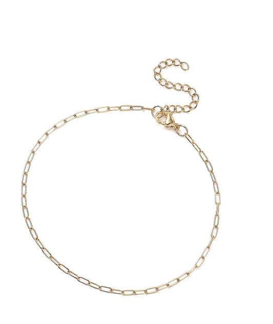 Chaîne de Cheville Femme Dorée – Maille Trombone en Acier Inoxydable