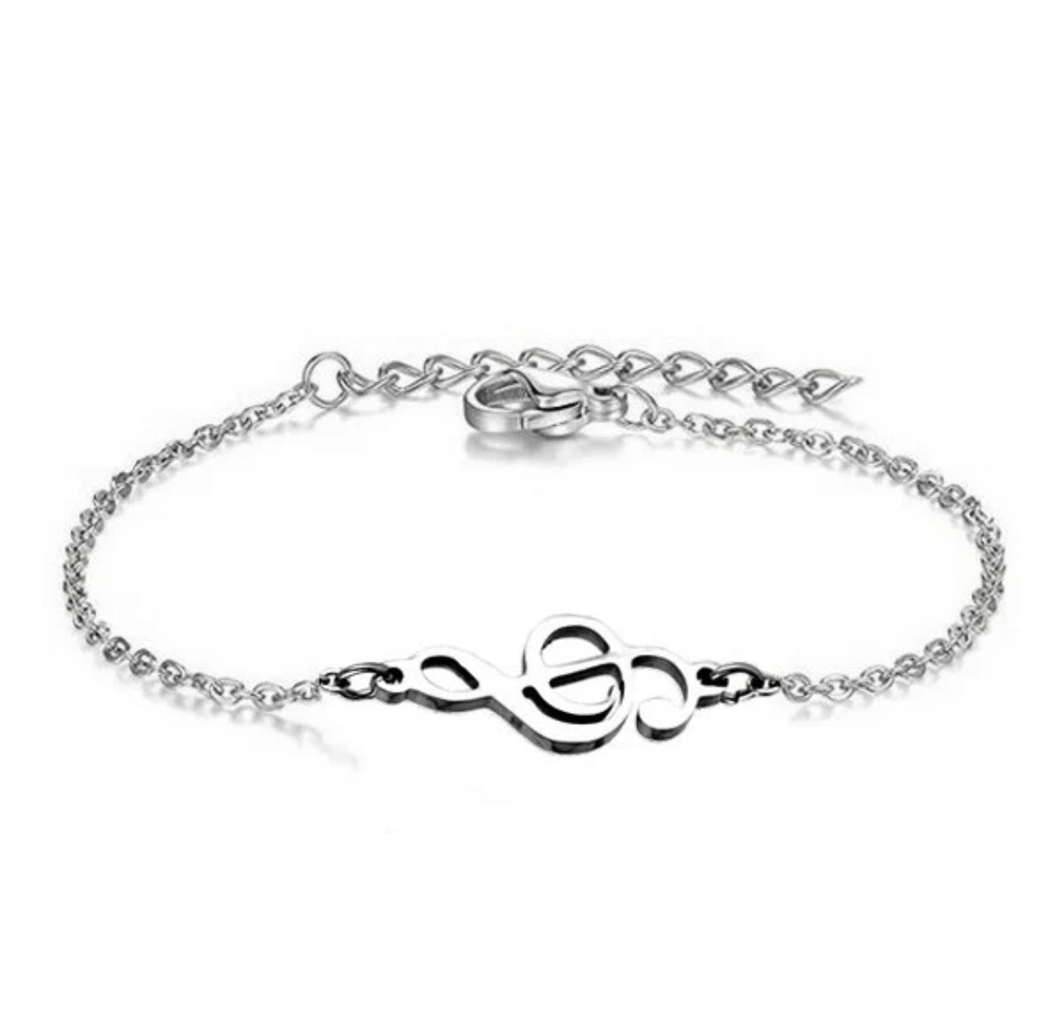 🎵 Bracelet Clé de Sol Argenté – Acier Inoxydable 316