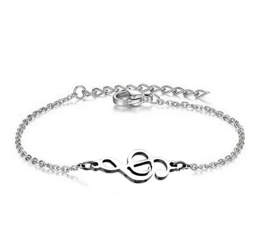 🎵 Bracelet Clé de Sol Argenté – Acier Inoxydable 316