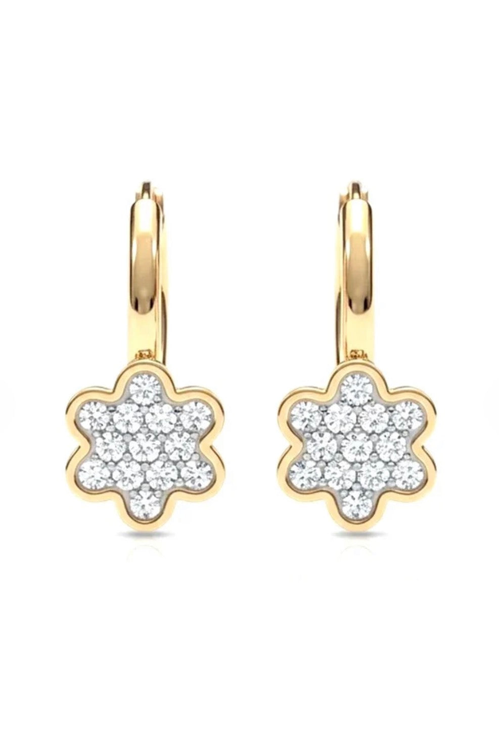 Boucles d’Oreilles Fleur Dorées & Zirconiums – Acier Inoxydable