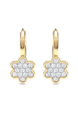 Boucles d’Oreilles Fleur Dorées & Zirconiums – Acier Inoxydable